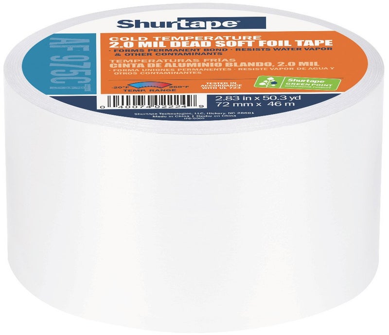 Shurtape شريط لاصق من شورتاب AF975 AF-975 من الألمنيوم 3" × 50 ياردة طباعة فضية، 72 مم - Image 1